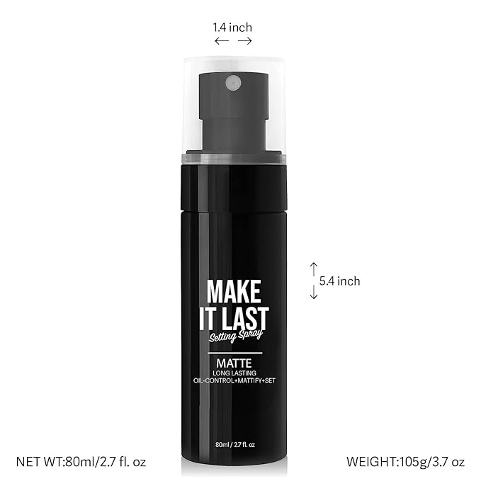 Make It Last! Makeup Setting Spray Matte Long Lasting Oil Control Mattify & Set, Lock & Set Makeup from Smudging & Fading Ultra Fine Mist