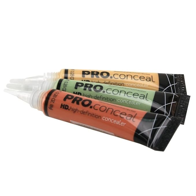 L.A. Girl Pro Conceal Set Orange, Yellow, Green Correctors, Bundle of 3 (LAX-GC990+GC991+GC992-B)