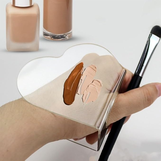 2PCS Clear Acrylic Paint Palette,Makeup Foundation Lipstick Mixing Palette with Thumb Hole,Easy Clean Non-Stick Artist Pallet for DIY Nail Art Painting Palette