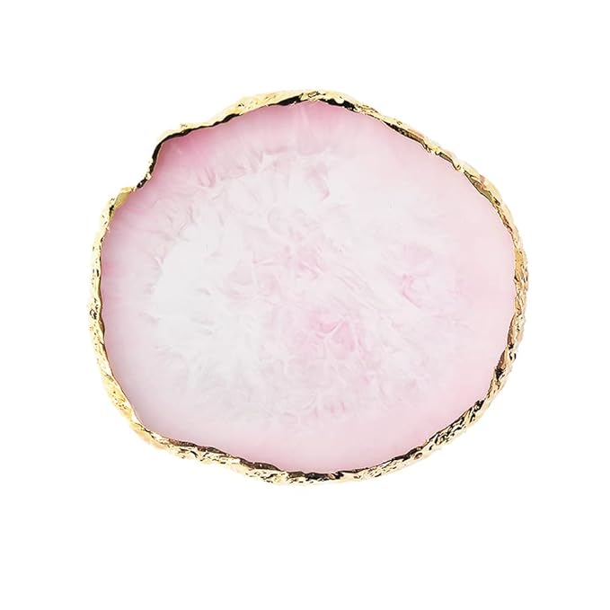 Resin Nail Art Palette, Nail Art Painting Mixed Color Palette Gold Edge Nail Gel Color Makeup Display Board (2#Pink)