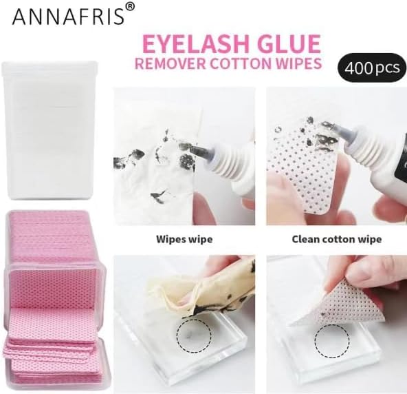 Eyelash Extension Glue Wipes 800Pcs Cotton Pads Non-Woven Lint-Free Paper Eyelash Glue Remover Wipe(White)