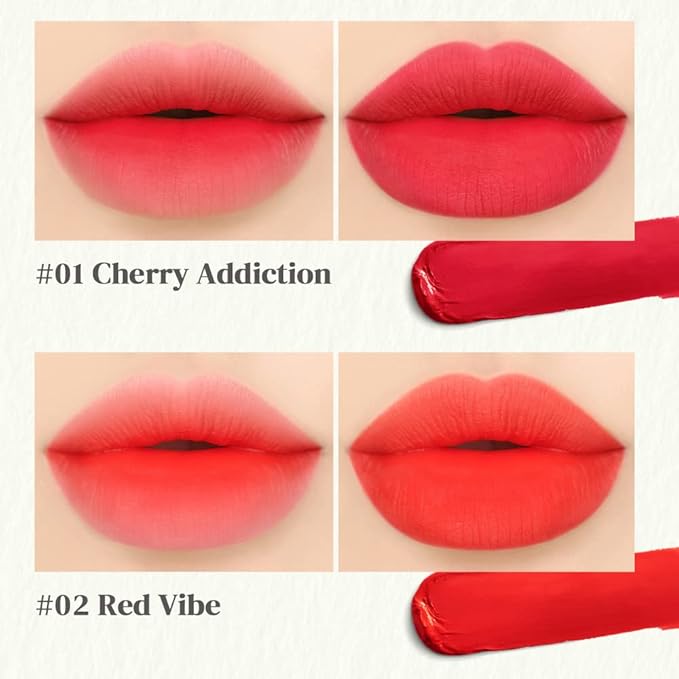 Bouquet Garni Blursome Velvet Lip Tint Red Vibe - Lip Stain Long Lasting Waterproof Korean Lip MakeUp Beauty Products - Smoother and Hydrating Lips with Rosehip Oil and Honey Extract