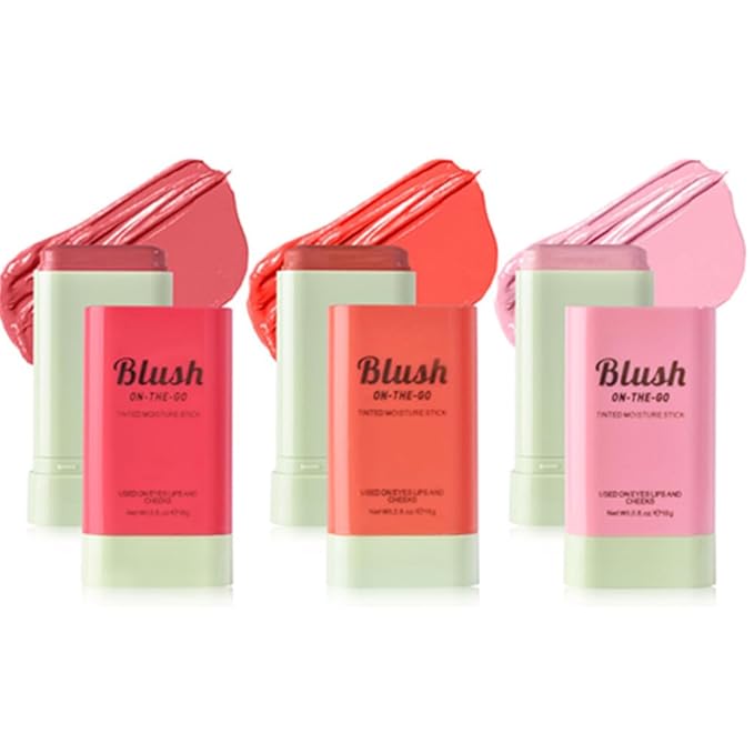 LAMUSELAND Cream Blush Stick, Multi Use Waterproof Natural Face Blush, Moisturize, Long-lasting, Pigmented & Blendable, Matte Makeup Blush Stick for Cheeks Eyes Lips (coral orange)
