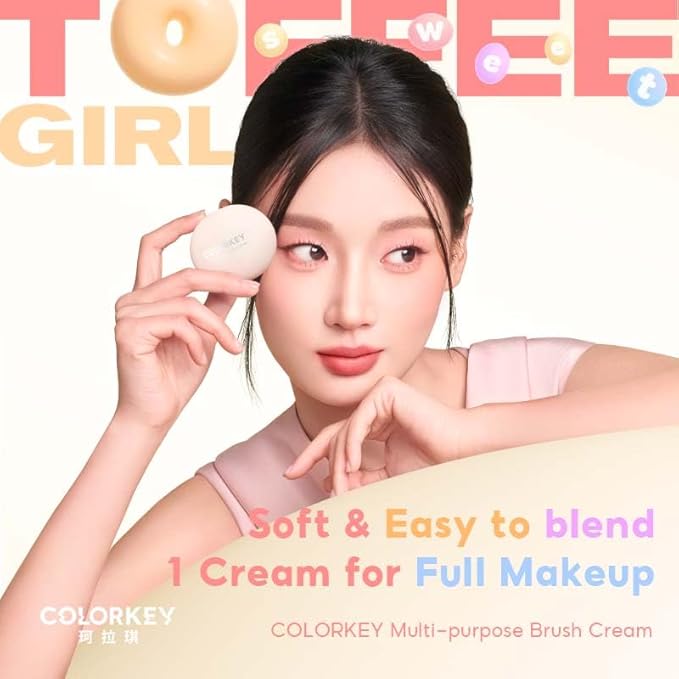 COLORKEY Soft Mist Multi-Purpose Cream, Makeup Blush, Matte Finish, Lips & Cheeks, For Eyes, Moisturizing, Long-Lasting, Non-Sticky(01 ROSY, 2.5g)