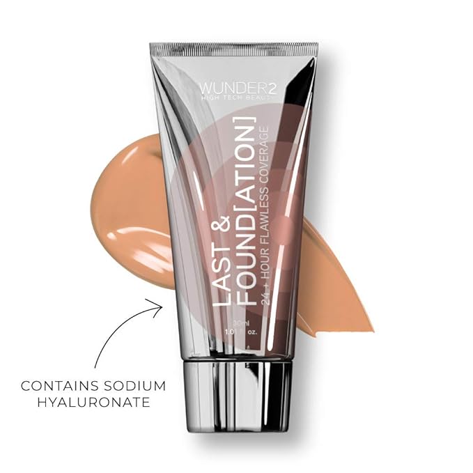 Wunder2 Last Foundation Makeup 24+ Hour Liquid Full Coverage Waterproof with Hyaluronic Acid, Nude Color