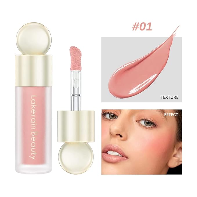 GL-Turelifes Soft Cream Blush Makeup, Liquid Blush for Cheeks, Natural-Looking Long Lasting, Smudge Proof, Velvet Mousse,Dewy Finish, Easy to Blend Blusher (#1)