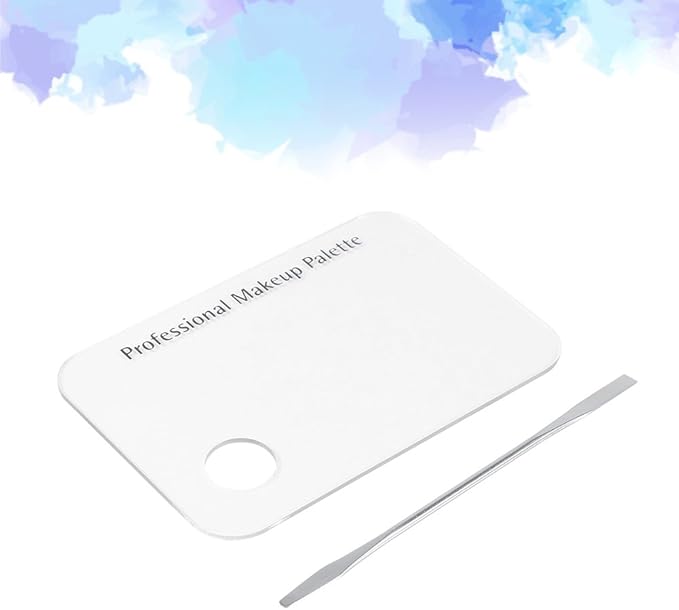 Makeup Palette Spatula, Asixx Clear Acrylic Makeup Nail Art Cosmetic Mixing Palette & Stainless Spatula Tool Set,Quickly, Cleanly Mix Cosmetics,1 x Acrylic Makeup Palette, 1 x Stainless Steel Spatul