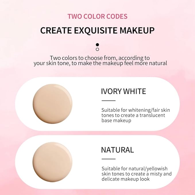 LAMUSELAND Air Cushion BB Cream Foundation, 2 Shades Tinted Moisturizing Waterproof Long-lasting Nude Natural Concealer, Oil Control BB Cream Makeup (Ivory, 1)