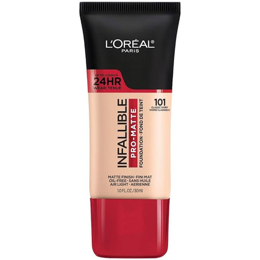 L'Oreal Paris Infallible Pro-Matte Liquid Foundation Bundle - Classic Ivory & Ivory Buff, 1 fl oz Each