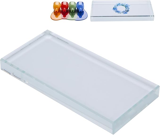 ZJchao Nail Art Palettes, Glass Nail Palettes False Eyelash Glue Holder for Mixing Color Blending Glass Rectangle Makeup