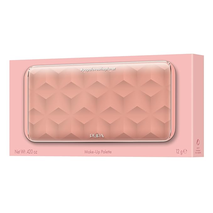 Pupa Milano Make-Up Palette M, 001 Pink, 0.42 oz - Eyeshadow Palette with Matte, Shimmer, Metallic Finishes - Highly Pigmented Eyeshadow, Blush Palette - 11 Blendable Eye Makeup Shades - Talc-Free