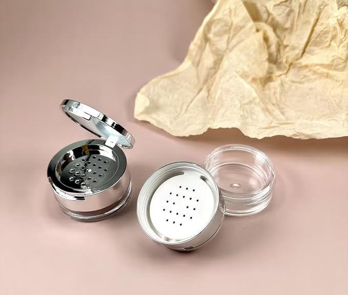 8 Gram Empty Makeup Powder Container with Puff Mini Loose Powder Compact Case Plastic Face Powder Box Refillable Bottle Cosmetic Jars, Makeup Tools Accessories