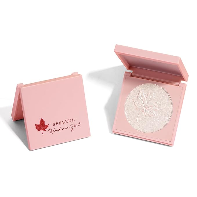 Highlighter Makeup Palette Highlighter Powder Glossy Glitter Highlight Makeup Palette come with mirror -Whtie Champagne