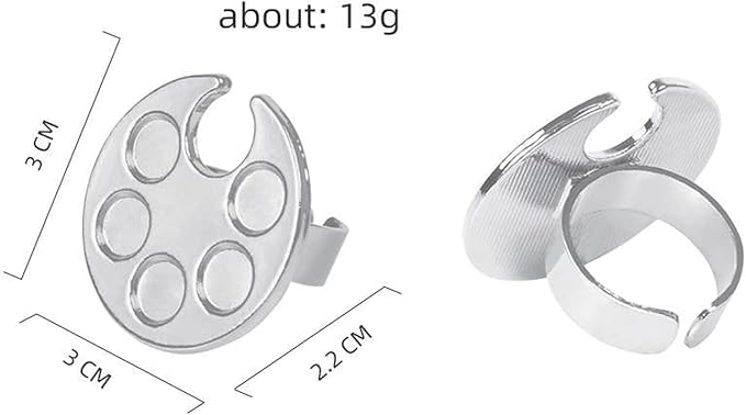Silver Mini Manicure Palette Metal Paint Palette Finger Rings Nail Art Tools Makeup Palettes