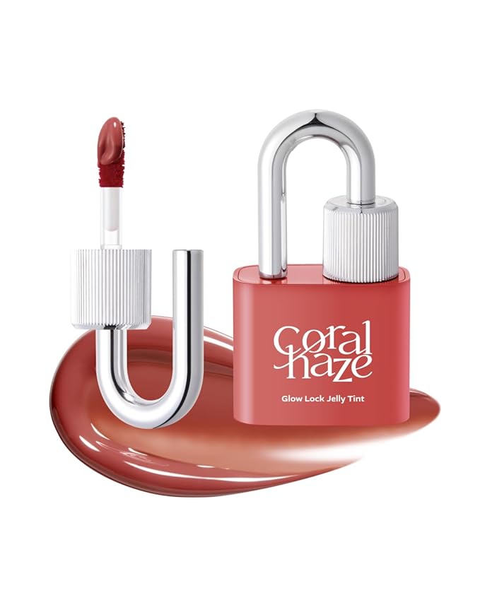 CORLAHAZE Glow Lock Jelly Tint 104 Caramel 4g, Hydrating Jelly Glow Lip Stain, High-Shine, Long-Lasting Color Moisturizing Lip Enhancer with Rosehip Oil, Collectible Lock-Shaped Design, Korean Makeup