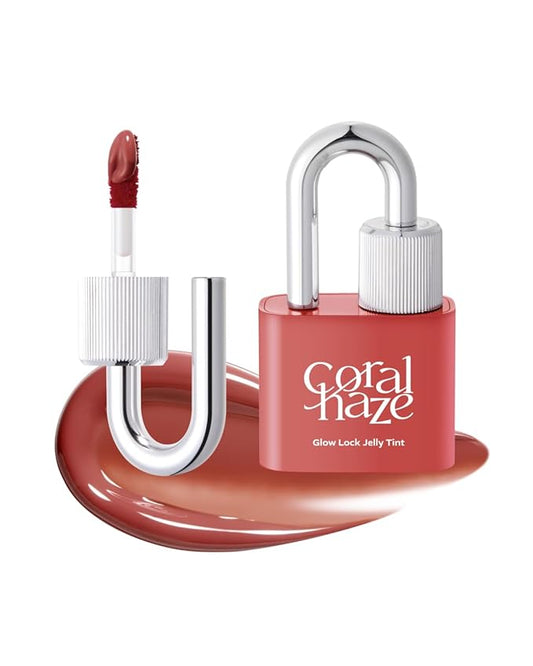 CORLAHAZE Glow Lock Jelly Tint 104 Caramel 4g, Hydrating Jelly Glow Lip Stain, High-Shine, Long-Lasting Color Moisturizing Lip Enhancer with Rosehip Oil, Collectible Lock-Shaped Design, Korean Makeup