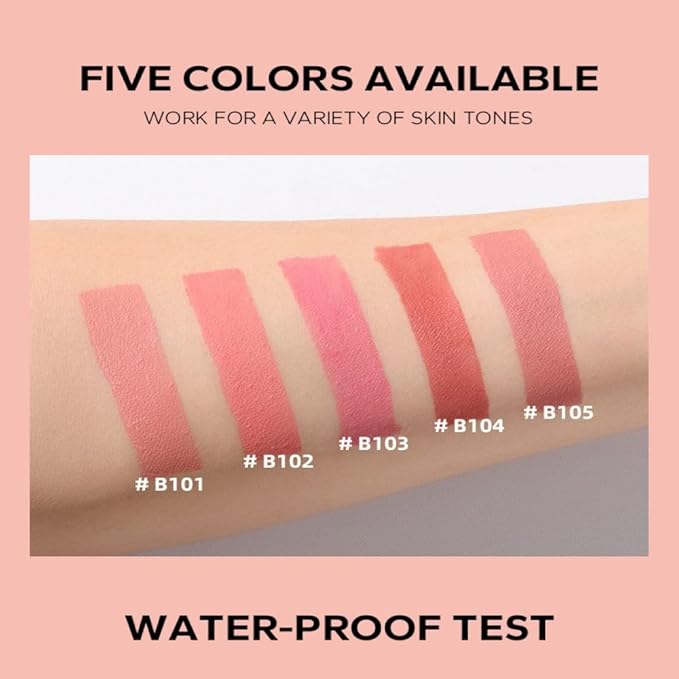 BEAUTY GLAZED Waterproof Matte Liquid Blush Stick Lightweight Cream Blush Moisturising Easy to apply Liquid Blush Multi-purpose Eyes lips Face Beauty Blush # 103