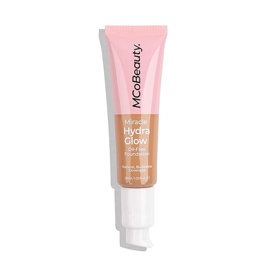 MCoBeauty Miracle Hydra Glow Oil-Free Foundation - Water-Based, Light-Medium Coverage - Features A Natural Satin Finish - Ultimate Radiant Base - With A Second-Skin Feel - Natural Honey - 1 Oz