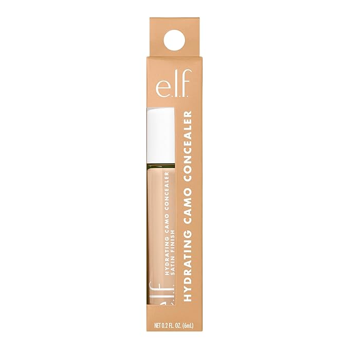 e.l.f. Hydrating Camo Concealer, Covers Blemishes & Under-Eye Circles, Full-Coverage & Delivers A Satin Finish, Vegan & Cruelty-Free, Medium Beige