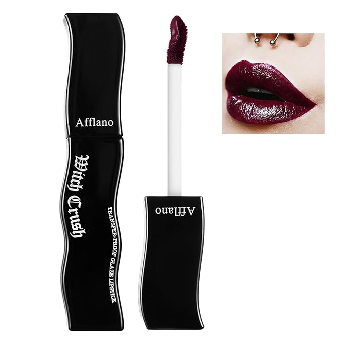 Gothic Lip Gloss - Non-Sticky, Long-Lasting, High Pigmented Gloss with Glossy Finish | Moisturizing, Smudge-Proof Lip Gloss for Halloween, Cosplay & Gothic Makeup