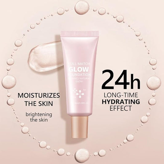 Full Match Glow Foundation, Enhance Foundation Natural Glow, Professional Coverage for a Flawless Look (Medium, Large)