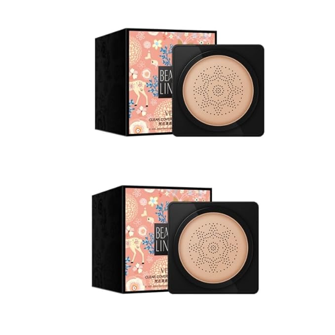 Mushroom Head Air Cushion BB Cream Even Skin Tone Makeup Base PrimerConcealer Lasting Nude Makeup Moisturizing Brightening Pigment CC Liquid Foundation (B-2PC)
