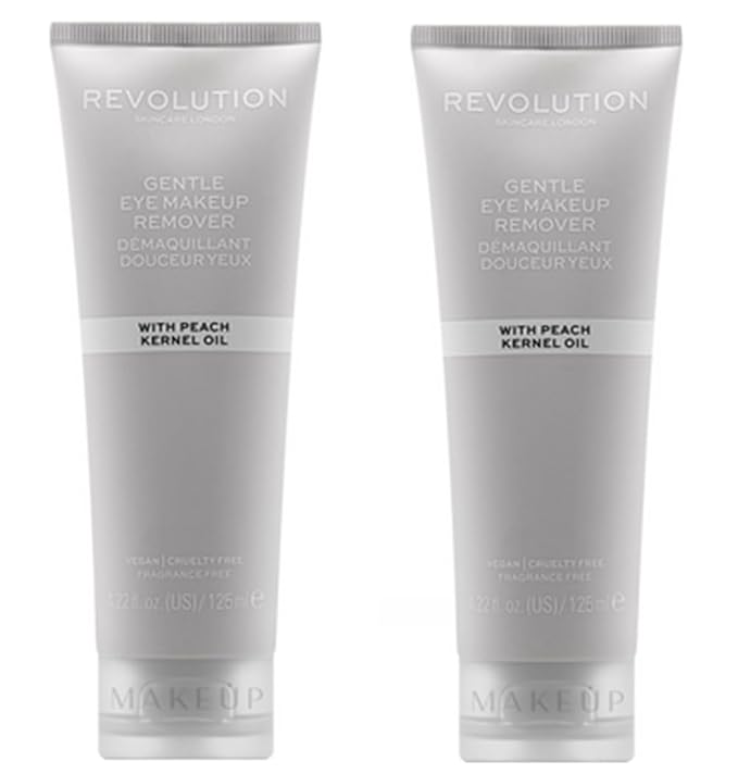 Pack of 2 Makeup Revolution Skincare London Gentle Eye Make Up Remover with Peach Kernel Oil
