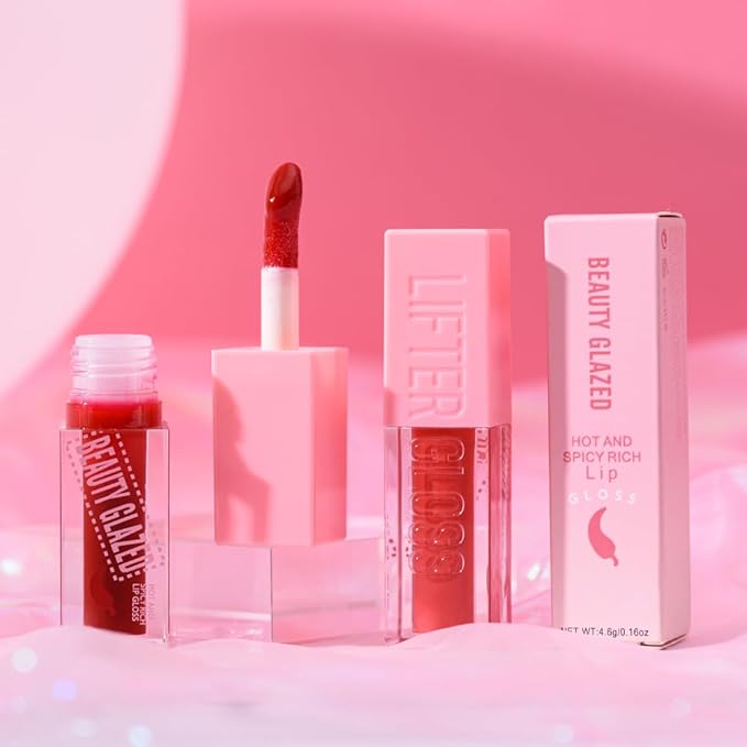 Beauty Glazed Hot & Spicy Rich Lip Gloss & Plumping Lip Oil with Chili Extract – Ultra‐Hydrating, Long‐Lasting Gloss & Sensual Plump Formula for Bold, Moisturized Lips (104# GHILI, 1)