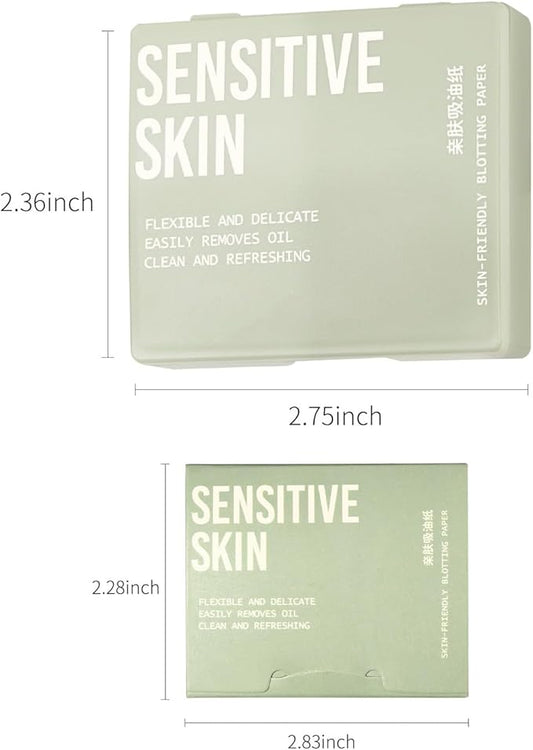 Oil Blotting Sheets for Face with Mirror and Puff,300 Sheets Face Oil Absorbing Sheets, Oil Control Paper,Absorb Excess Oil, Makeup Friendly