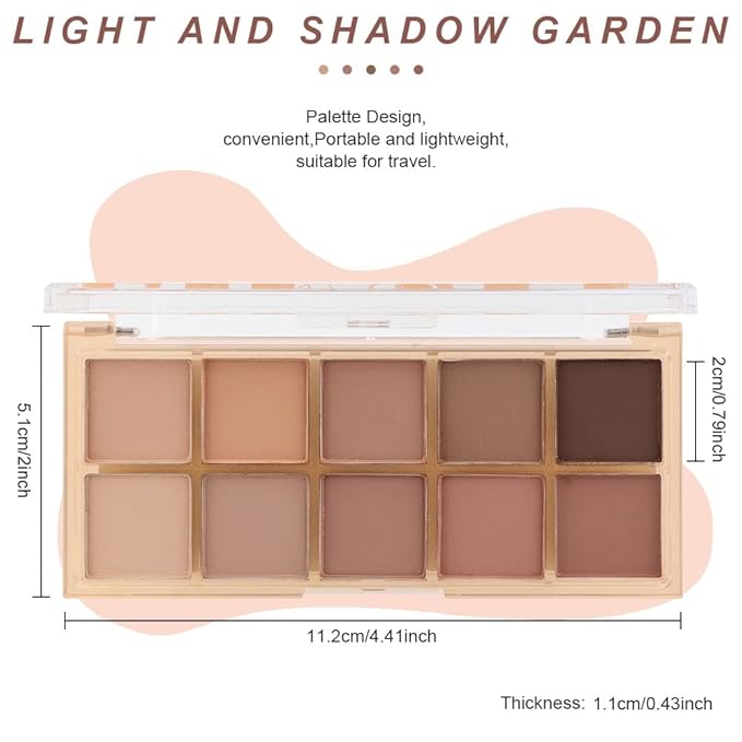 10 Colors Nude Pink Matte Eyeshadow Palette,Highly Pigmented Neutral Nude Eye Shadow Palette,Ultra-Blendable,Long Lasting Waterproof Travel Size Makeup Pallete,Vegan,Cruelty -free
