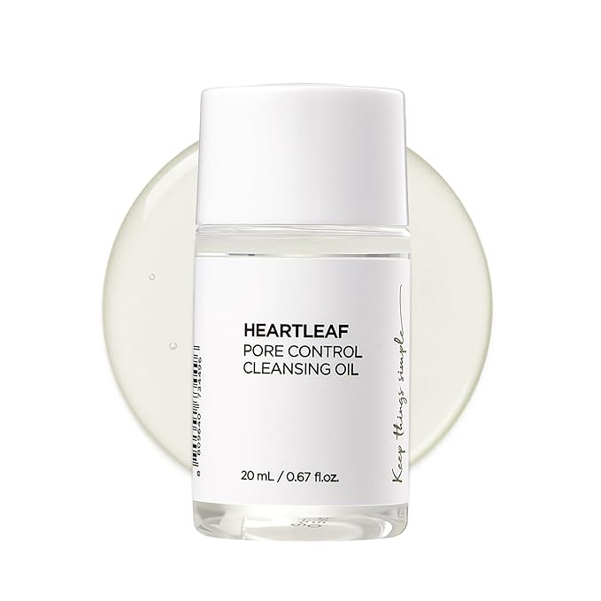 Heartleaf Pore Control Cleansing Oil Mini, Makeup Blackhead Remover, Travel Size, Korean Skin Care, Oil Cleanser for Face (20ml / 0.67 fl.oz.)