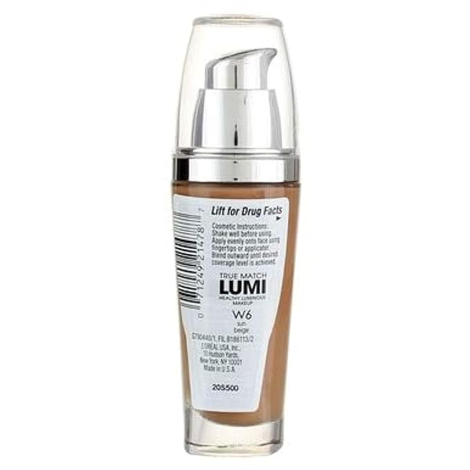 L'Oreal Paris True Match Lumi Healthy Luminous Makeup, W6 Sun Beige, 1 fl; oz.