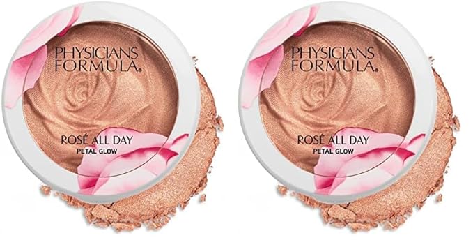 Physicians Formula Rosé All Day Highlighter Blush Face Powder, Pink Petal Glow, Dermatologist Tested, Clinicially Tested (Pack of 2)