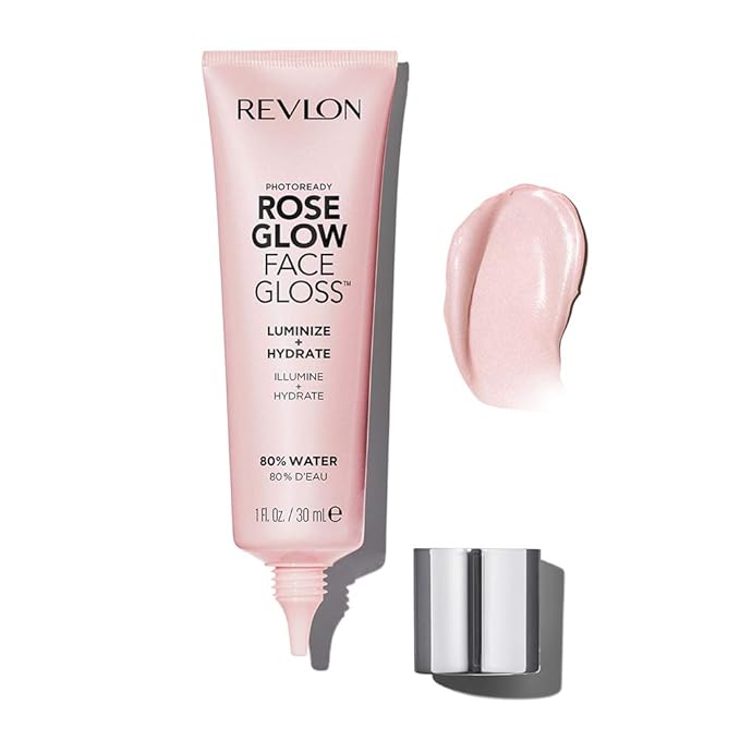 Revlon PhotoReady Face Gloss Rose Glow Primer, Makeup for All Skin Types, Hydrates, Illuminates & Moisturizes, Infused with Glycerin & Olive Oil Extract, 80% Water, 1 Fl Oz