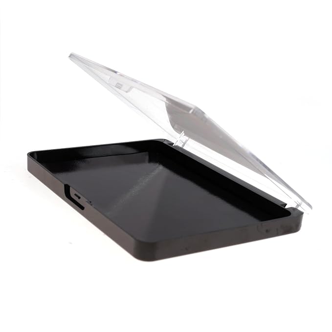VANANA Magnetic Makeup Palette, DIY Empty Eyeshadow Blush Highlighter Cosmetics Case Holder Tray (Black (Clear Lid), 14x10cm - Palette Only)
