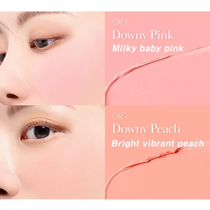 BBIA Ready To Wear Downy Cheek Cream Blush 2P Set (01 DOWNY PINK + 06 DOWNY FIG) / Blendable and Lightweight Cheek Makeup, Highly Pigmented with Long Wearing Formula