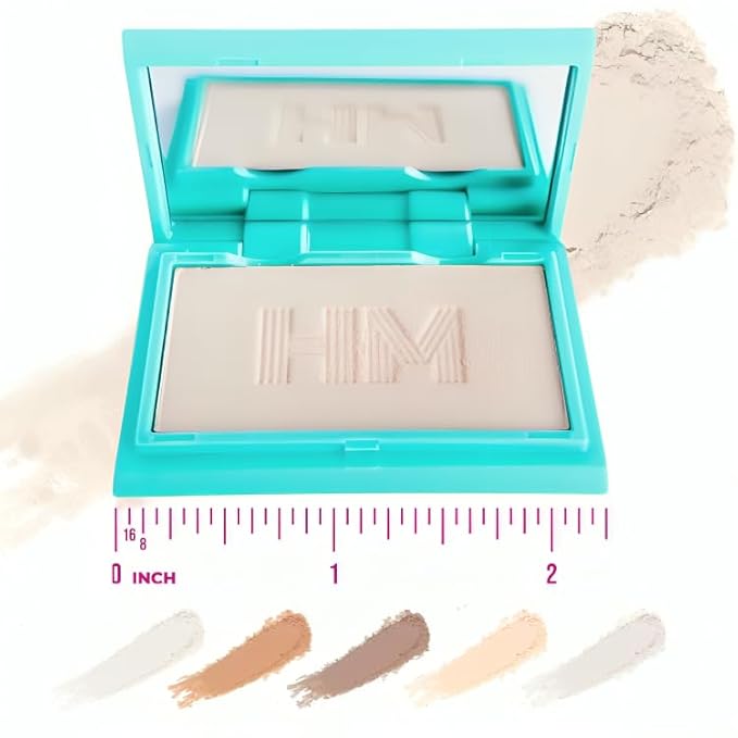 Haute Minute Smooth Setting Vegan Pressed Powder Compact and Matte Blurring Face Powder Foundation Full Coverage – Neutral Ivory – Talc-Free, For Oily & Dry Skin, Travel-Size Makeup with Mirror