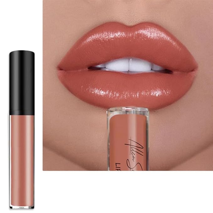 12 Colors Cream Texture Lipstick,Waterproof Creamy Lip Gloss,Non-Stick to Cup Non-Fading Long-Lasting Moisturizing Velvet Liquid,Hydrating Lip Natural Jelly Lipstick(08#,0.2Fl Oz/6ml)