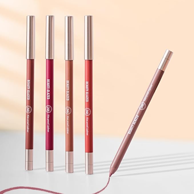 Ultra Fine Lip Liner Non-Stick Cup Not Fade Waterproof Velvety Nude Long-lasting Comestic Tool,Assorted Colors High Pigmented Matte Smooth Soft Pencils Natural Lip Makeup Lip Liners
