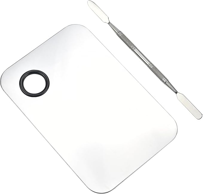 Makeup Mixing Palette, Stainless Steel Makeup Palette, Cosmetic Palette with Spatula Tool for Nail Art Eye Shadow Eyelash Makeup