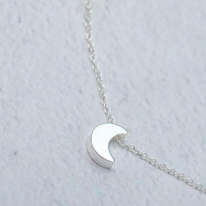 Bohemian Layered Necklace Moon Star Necklace Chain Long Pendant Necklaces Jewelry for Women and Girls (Silver)