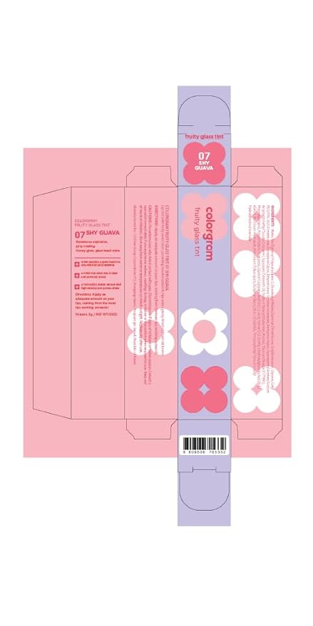 COLORGRAM Fruity Glass Tint 07 Shy Guava | Korean Long Lasting & Waterproof Lip Stain| Glossy Lip Gloss with Lovely Soft Pink Shade | Buildable, Blendable, Moisturizing, Non-Sticky | 0.11 Oz
