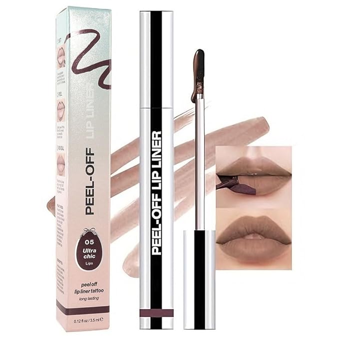 Waterproof & Smudge Lip Gloss with Matte Finish,Long-Lasting Proof Peel Off Lip Stain for All Skin Types, Peel Off Lip Liner Stain Tattoo(5#-Dark Brown, 1 Count (Pack of 1))