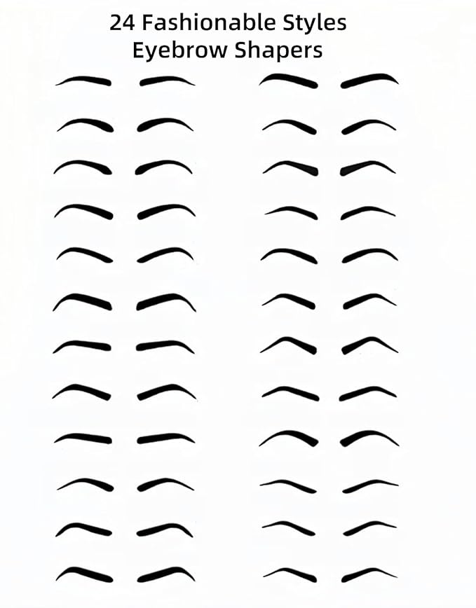 24 fashion styles of reusable eyebrow templates to help women draw eyebrows, 3-5 minute eyebrow makeup tools