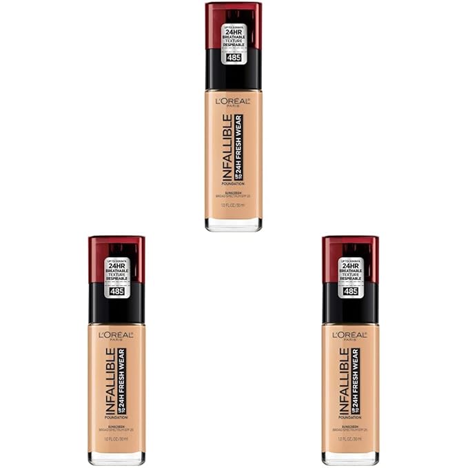 L’Oréal Paris Makeup Infallible Up to 24 Hour Fresh Wear Foundation, Golden Sun, 1 fl; Ounce (Pack of 3)