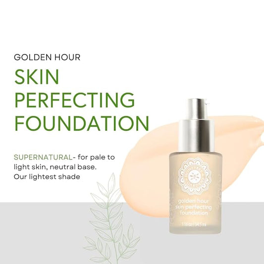 Honeybee Gardens Golden Hour Foundation In Supernatural, Neutral Light Tone, Skin-Perfecting, Luminous Finish, Vegan, 34.5ml