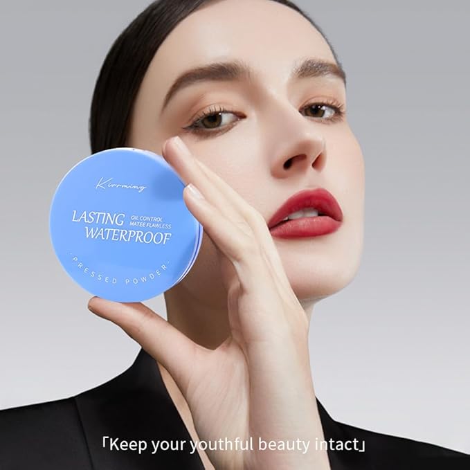 LAMUSELAND Pressed Powder Compact, Oil Control Brighten Skin 6 Colors Face Powder, Whitening Highlighting Face Makeup Tools for Women Girls (KI01)
