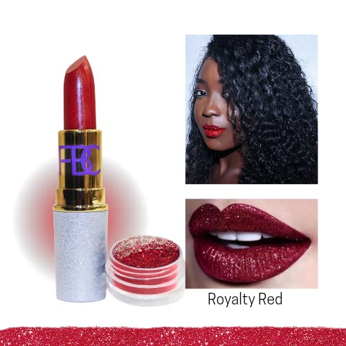 FBC Lipstick Rich Girl Collection 0.79 ounces Lipstick for Women with Free Glitter - Hydrating and Lightweight with Vitamin E (Royalty Red)
