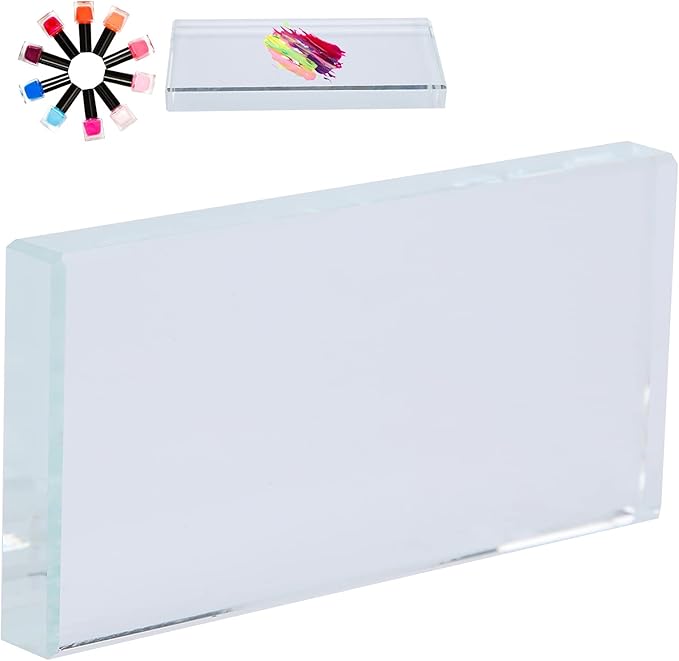 ZJchao Nail Art Palettes, Glass Nail Palettes False Eyelash Glue Holder for Mixing Color Blending Glass Rectangle Makeup