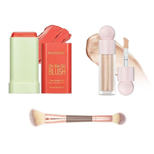 Makeup Blush, Belt Double Ended Makeup Brush, Multi-Use Red Blush Moonlight Face for All Skin
